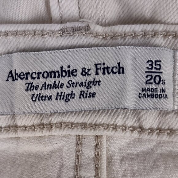 Abercrombie & Fitch The Ankle Straight Ultra High Rise Cotton White Jeans Sz 35 - Picture 10 of 11